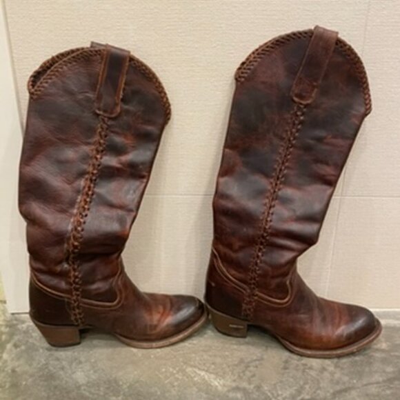 Lane Plain Jane Braided Round Toe Pull On Cowboy Womens Brown Boots Size 6.5 - Picture 4 of 11
